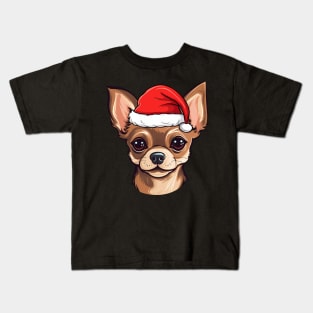 Santa Chihuahua Christmas Puppy Dog Lover Kids T-Shirt